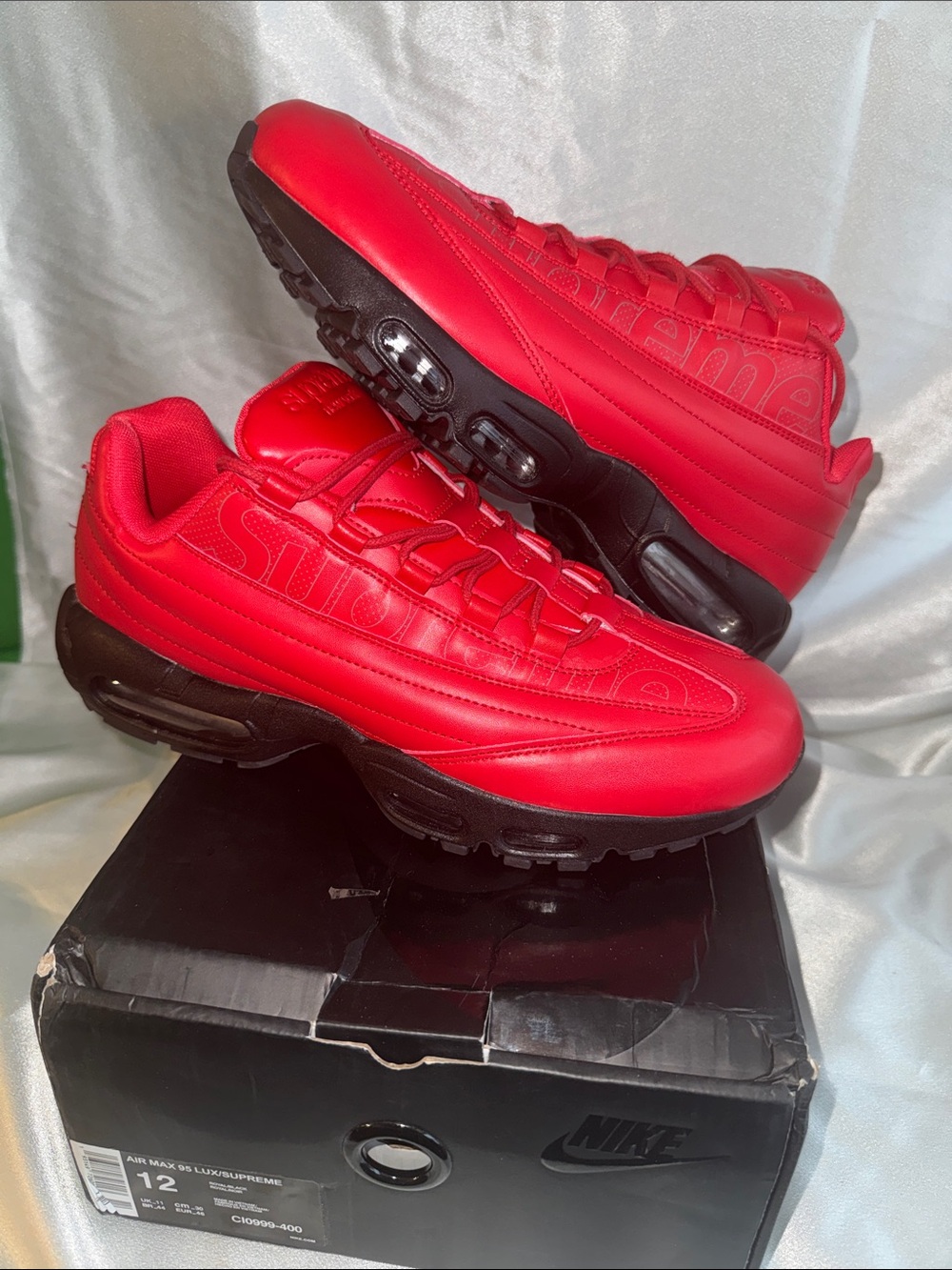 New! Nike Lux Supreme Air Max 95 in a bold gym red colorway.